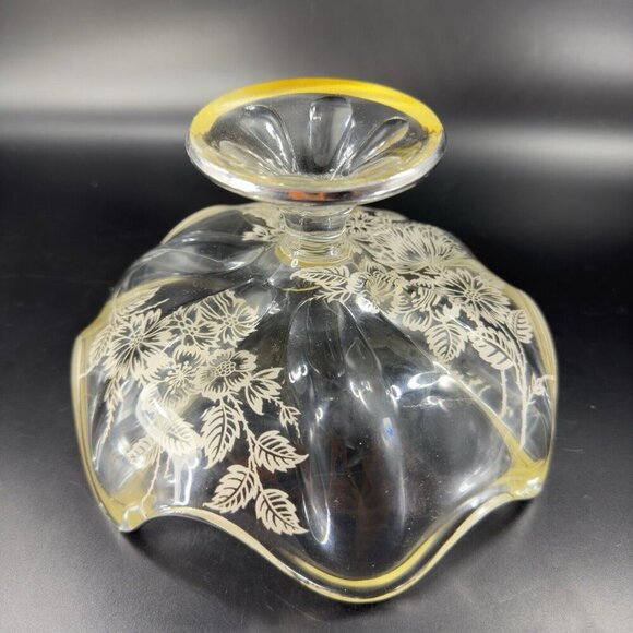 Vintage Viking Clear Footed Dish Bowl With Silver Overlay Flowers Pattern VTG - Picture 8 of 14